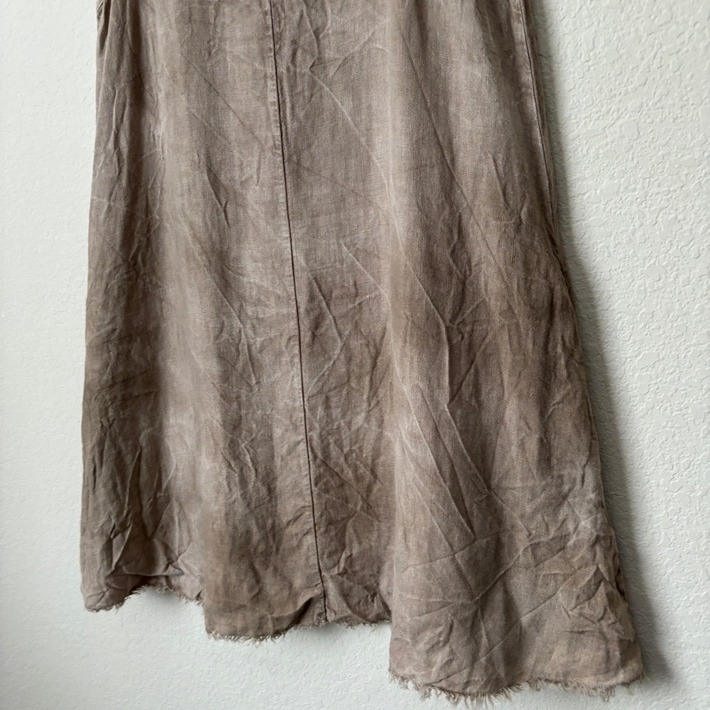 Zara Linen Crinkled Sleeveless Relaxed Mini Dress Boho Neutral Beachy Lagenlook - Picture 7 of 12